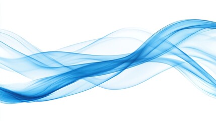 Elegant Flowing Blue Waves on a White Background for Design Use