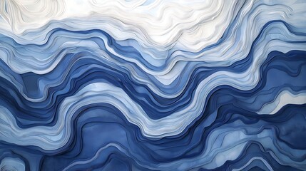 Obraz premium Abstract blue and white wavy pattern.