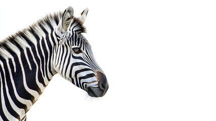 Profile of a Zebra Against a White Background