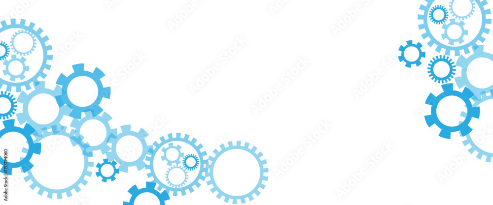 Poster Vector white gear wheel with electronic circuit board for mechanical engineering with dots and lines connection. Abstract technical background design.