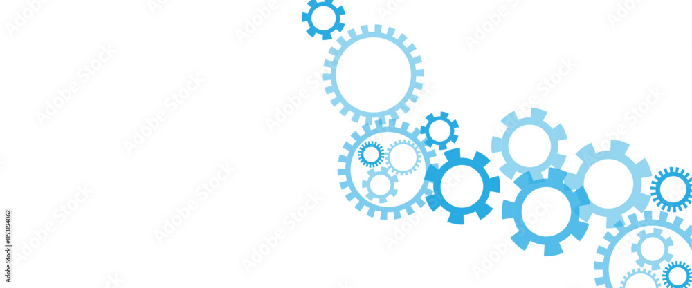 Poster Vector white gear wheel with electronic circuit board for mechanical engineering with dots and lines connection. Abstract technical background design.