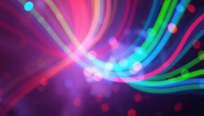 Obraz premium Abstract Color Spectrum of curves, lines and angles, diagonal stripes and concentric circles with bokeh effect