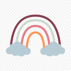 Hand drawn rainbow element. Boho rainbow hand drawn illustration