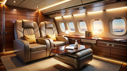 Luxurious First Class Airplane Seat: Private Jet Comfort & Style