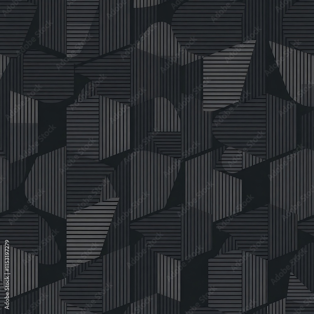 Poster abstract dark geometric pattern: seamless texture with dark gray and black striped polygons. modern 