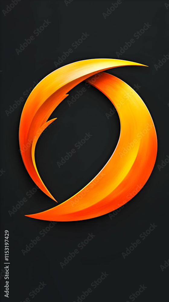 Poster abstract orange curves on black, dynamic design, elegant swirls create a bold visual statement, repr