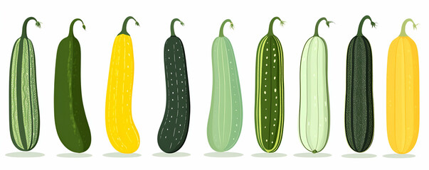 Vibrant Zucchini Varieties, A Colorful Collection of Summer Squash, Perfect for Diverse Culinary Creations and Garden Delights.