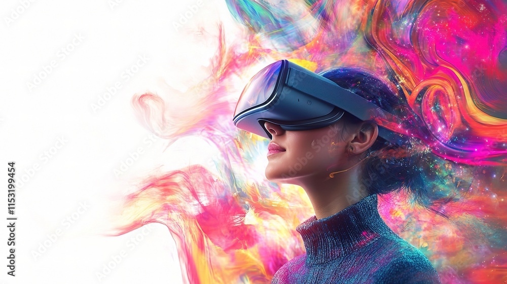 Aufkleber immersive virtual reality designer testing in colorful environment