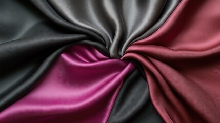 Black dark gray purple burgundy red background. Silk satin fabric. Luxury elegant beauty premium rich. Shiny glitter shimmer silky. Drapery fold crease. 