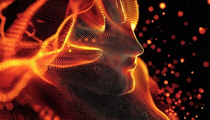 Futuristic cybernetic patterns futuristic shimmering particles 3d abstract background Futuristic background of points and lines with a dynamic wave. Big data.