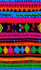 Seamless Linen Knit Textile Background with Colorful Geometric Patterns And Shapes