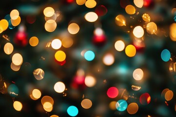 Obraz premium Beautiful Blurred Christmas Holiday Lights for Festive Decorations