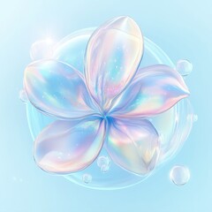 Fototapeta premium Iridescent flower in water droplet.