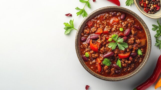 Bowl of chili con carne with kidney beans