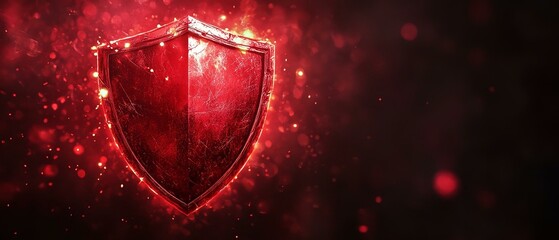 A red shield with a glowing light on it