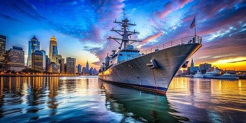 Macro Detail of US Navy Destroyer Hull, New York Fleet Week