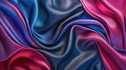 Blue dark gray purple pink background. Silk satin fabric. Luxury elegant beauty premium rich. Shiny glitter shimmer silky. Drapery fold crease. 