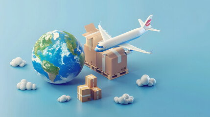 Fototapeta premium International Package Delivery icon isometric 3D