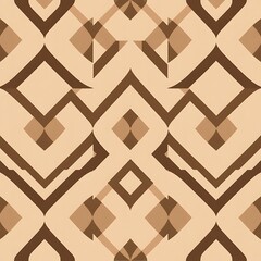 Beige and Brown Geometric Pattern: Abstract seamless pattern with repeating geometric shapes in beige and brown tones. Perfect for backgrounds, textiles, and design projects. 