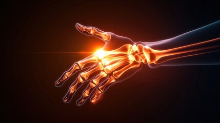 X-ray of fingers showing a dislocated phalanx with surrounding joint