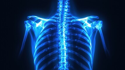 X-ray of a sternum with a surgically implanted plate post-fracture
