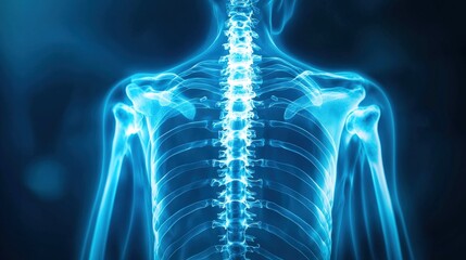 X-ray of a sternum with a surgically implanted plate post-fracture
