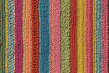 Seamless Linen Knit Textile Background with Colorful Geometric Patterns And Shapes