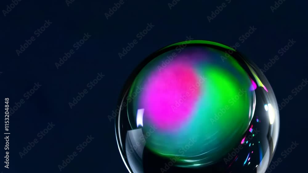 Poster mesmerizing bubble dance with vibrant colors shines against a dark backdrop in an enchanting display