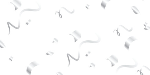 
A captivating seamless pattern with realistic falling silver confetti and streamers on a transparent background, offering a festive and decorative design perfect for holiday celebrations, parties.