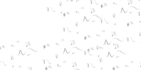 Silver confetti and streamers gracefully fall on a transparent backdrop, forming a seamless decorative pattern. This design is ideal for creating a festive, celebratory atmosphere at parties  speciaL