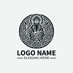 Fu Lu Shou Chinese Gods Logo Design, Chinese Mythology, Good Fortune, Prosperity, Longevity