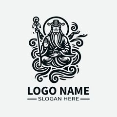 Fototapeta premium Fu Lu Shou Chinese Gods Logo Design, Chinese Mythology, Good Fortune, Prosperity, Longevity