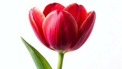 Fototapeta premium Macro Photography: Vibrant Red Tulips Isolated on White Background - Spring Flowers