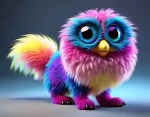 Naklejka premium Whimsy in Fur: A Fantasy Friend