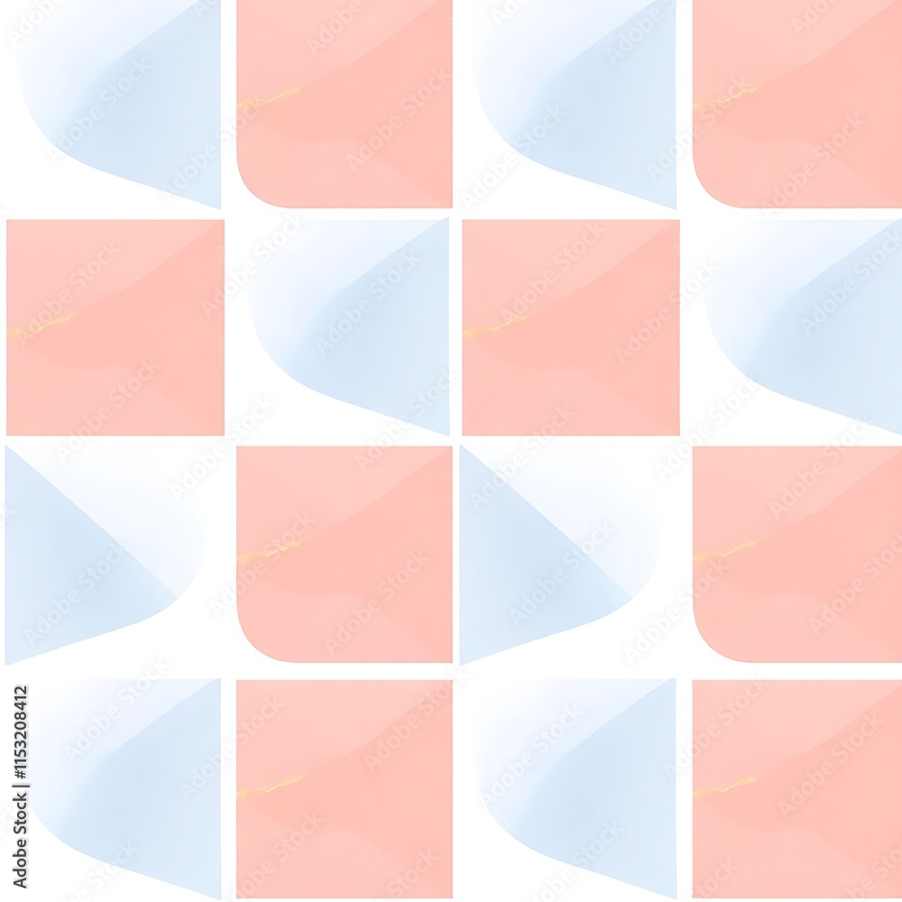 Poster abstract geometric pattern: a delicate and minimalist pattern with soft, pastel hues of blue and pin