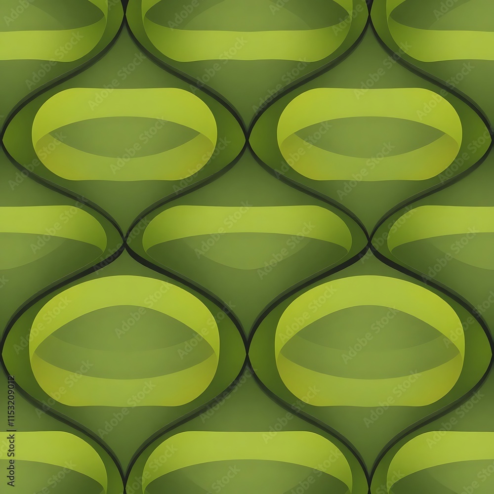Poster abstract green geometric pattern: a seamless, repeating pattern of overlapping green circles and ell