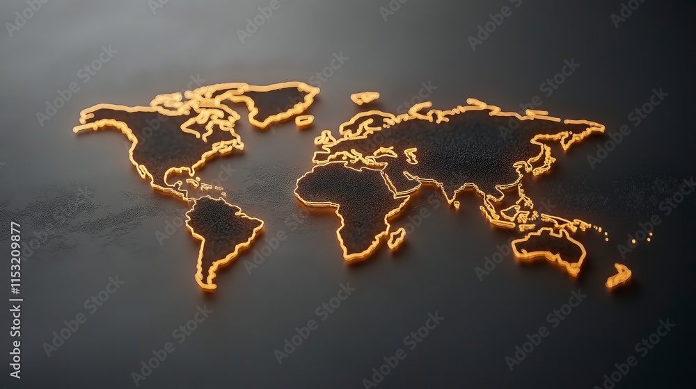 Aufkleber glowing map of the world with energy lines illustrating global connectivity and modern design in a d