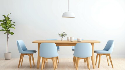 minimal dining room interior with modern minimalist dining table, pastel-themed minimalist dining table setup, Scandinavian style minimalist dining table decor ,pastel Scandinavian interior