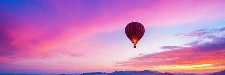 Obraz premium Hot air balloon at fantasy colorful sky background