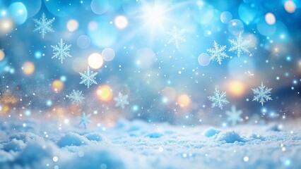 Fototapeta premium Magical Winter Wonderland: Shimmering Snowflakes & Soft Sparkles, Tilt-Shift Photography