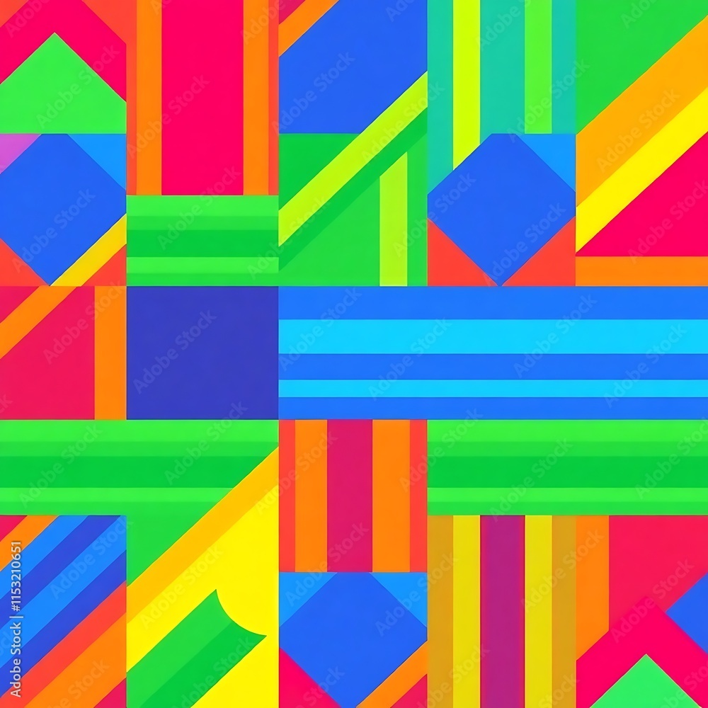 Poster abstract geometric pattern: bold and vibrant, this seamless pattern is a symphony of colors and shap
