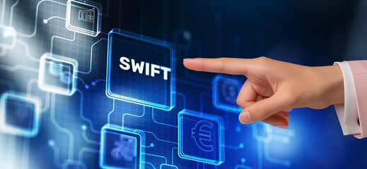 Swift. International interbank system. Web Network Pay System Finance Digital Technology