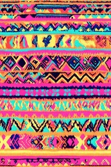 Seamless Linen Knit Textile Background with Colorful Geometric Patterns And Shapes
