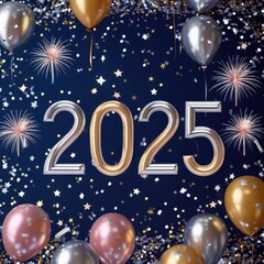 Naklejka premium happy new year 2025