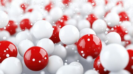 Red and white spheres float in a dynamic display
