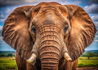 Majestic Elephant Portrait: Wise Eyes, Gentle Giant in African Savanna