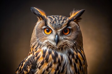 Majestic Eurasian Eagle Owl in Studio: Stunning Aerial Photography