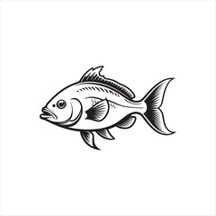 fish silhouette vector line art logo