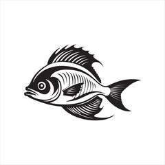 fish silhouette vector line art logo