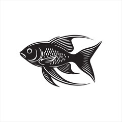 Fototapeta premium fish silhouette vector line art logo
